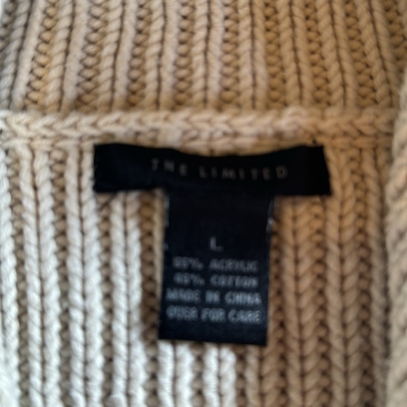 The Limited 45% cotton long sleeve button down sweater wheat color size large - Picture 6 of 9